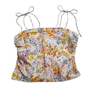 H&M linen floral cropped tank Women’s Medium